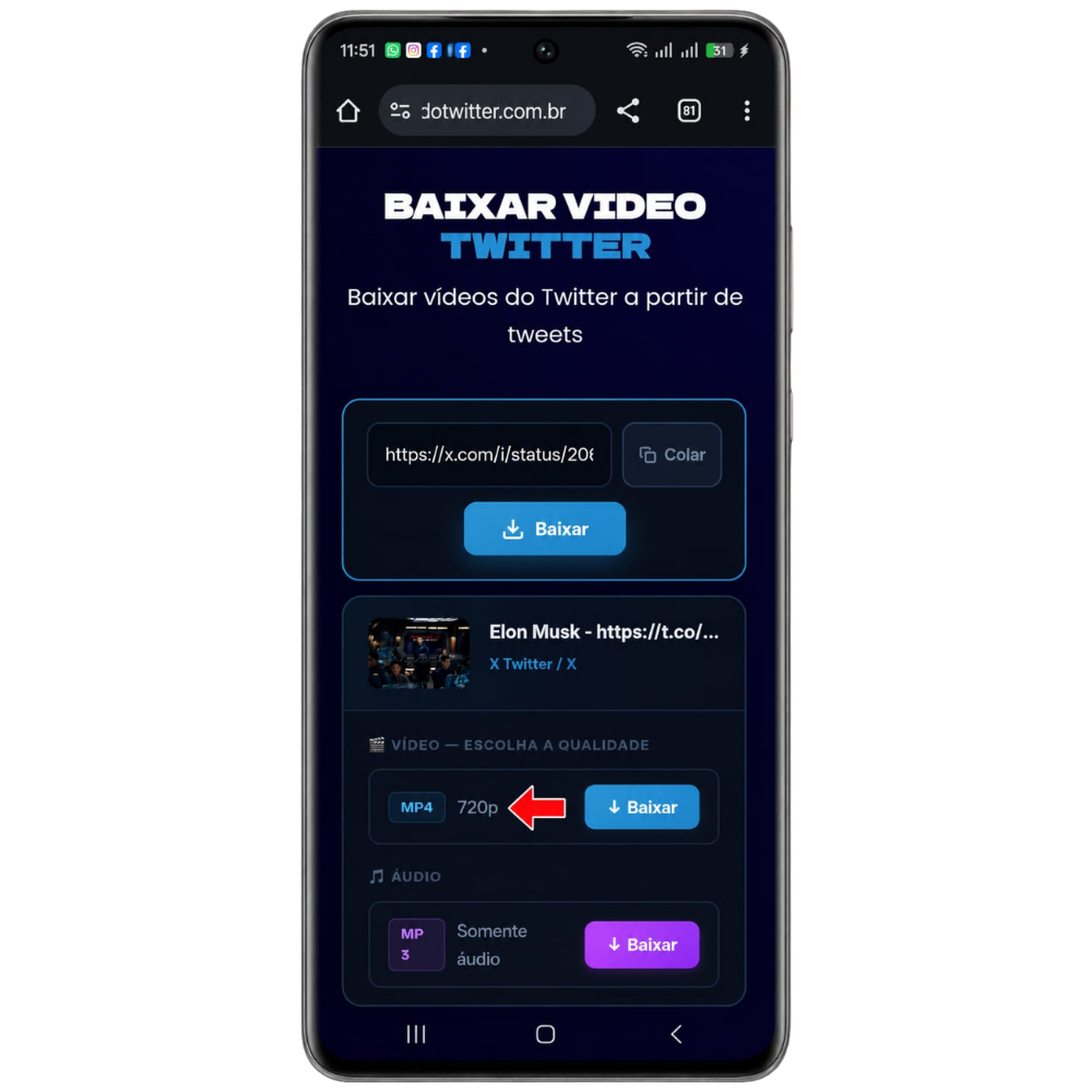 Passo 6 Baixar Vídeos do Twitter no Android