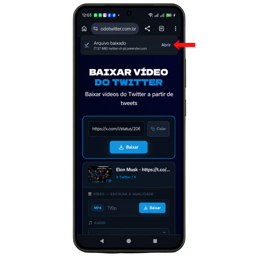 Passo 8 Baixar Vídeos do Twitter no Android