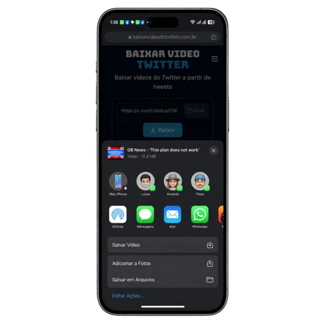Passo 8 baixar vídeos do Twitter no iPhone